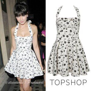 2000s Topshop Cherry Halter Vintage-Style Corset Dress ASO Daisy Lowe
